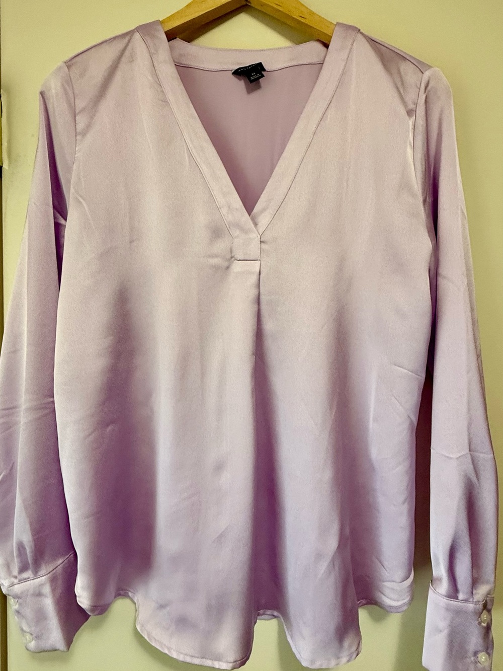 Ann Taylor Light Lavender V-Neck Long-Sleeve Women's Top